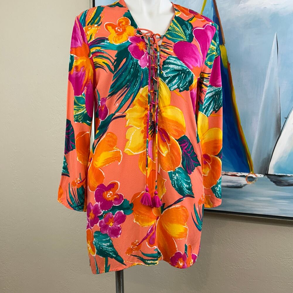 La Blanca Swim Cover up Size XS Multicolor bold tropical print - Picture 2 of 8